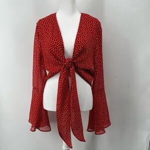 Urban Outfitters Red Tie-Front Blouse